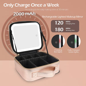 Organiseurs de maquillage pour femmes, boîtes de rangement, sacs, petite trousse de beauté de voyage, miroir intelligent à lumière LED, étui cosmétique - Product Image 5
