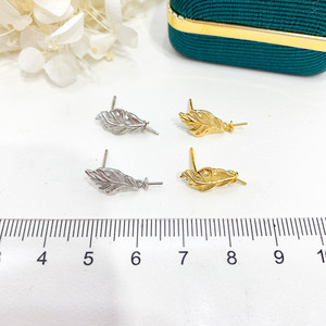 21783 Argent S925, Accessoires de perles DIY, Support vide en forme de feuille pour bijoux en argent, pour perles rondes de 8-12mm, Boucles d'oreilles pendantes tendance - Product Image 4