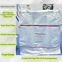 Sac vrac FIBC de qualité alimentaire 4 panneaux en PP vierge, résistant à l'humidité, pour lait, produits laitiers, poudre de lactosérum, préparation infantile, transport et stockage en vrac, protection UV
