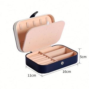 Estuche de Viaje Pequeño de Cuero PU para Joyas, Doble Capa, Portátil, Mini, para Guardar Aretes y Anillos, para Mujeres y Niñas - Product Image 4