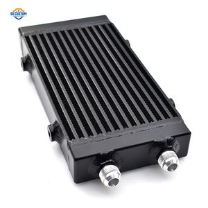 Plaque universelle de refroidissement d'huile de modification de voiture Double passage Sortie latérale AN10 Raccords Refroidisseur d'huile en alliage d'aluminium Pièces détachées de voiture - Product Image 2