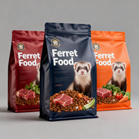 Sacs d'emballage en plastique personnalisés refermables pour aliments secs lyophilisés pour chats, chiens et furets, 0,5 kg, 1 kg, 3 kg, 5 kg, fond plat