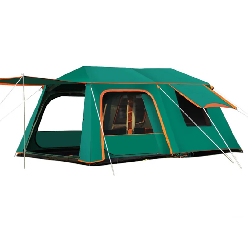 大きなキャンプテント10,12人PEOPLES防水2層2リビングルームと1ホールファミリーテント屋外防雨テント/