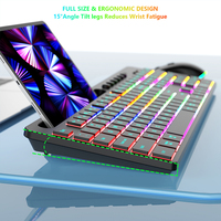 Ensemble clavier et souris sans fil 2,4 G personnalisable, rétroéclairé et rechargeable pour ordinateur, Mac et ordinateur portable