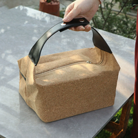Sac de pique-nique isotherme souple à motif grain de bois avec poignée en PVC et bouton-pression, grande capacité, pour bento