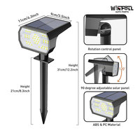 Lampes solaires LED blanches froides étanches IP67 pour extérieur avec Bluetooth, 3 modes d'éclairage, 2W, 400 lumens, jardin, cour, paysage, mur, route