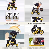 Offre Spéciale vente en gros pliable bébé Tricycle 4 en 1 enfants 360 Rotation bébé 4 en 1 poussette enfants Tricycle Trike avec poignée de poussée