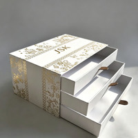 Boîte à tiroirs en papier rigide multicouche avec estampage à chaud doré et insert en velours pour le rangement de cosmétiques, bijoux, parfums et produits de soin