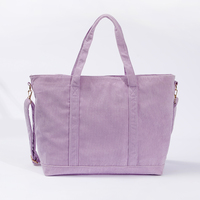 Sac fourre-tout en velours côtelé avec bandoulière réglable M L, poignée en matière souple, fermeture éclair, idéal pour l'hiver et l'automne, unisexe, sac de shopping, sac à main et pochette
