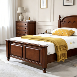 Traditional Wooden Queen Bed Frame with Storage Panel Design and Arched Headboard - Product Image 5