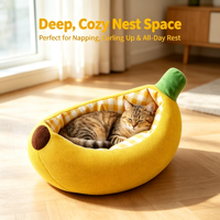 Lit pour animaux de compagnie en forme de banane, nid douillet en tricot peluche pour toutes les saisons, pour chats, chiens de petite et moyenne taille