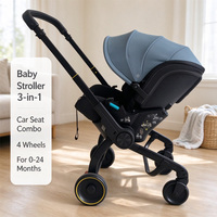 Poussette bébé 3-en-1, système de voyage, poussette portable, siège auto combiné, pliable, 4 roues, 0-24 mois