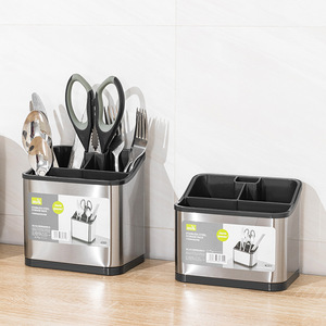 Stainless Steel Cutlery Holder Compartmentalized <b>Kitchen</b> Organizer Multi Function Storage <b>Rack</b> For Knife Fork Spoon Spatula - Product Image 2