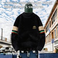 Pull personnalisé pour homme en laine/viscose anti-boulochage, style streetwear, col montant, épaissi, thermique pour l'hiver, design patchwork, tricoté