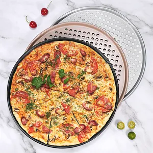 New Arrivals 14.5 Inch Carbon Steel Pizza Pan Non-Stick Baking Dishes Pans With Holes