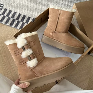 Botas de Nieve Cálidas de Invierno 2025 para Mujer, Marca Famosa, Suela Plana, Botas de Nieve de Caña Alta, Cómodas, de Cuero Genuino, Zapatos para Exteriores - Product Image 3