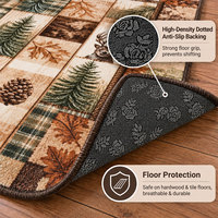 Tapis rectangulaire à motif ours et élan, en polyester, à poils ras, antidérapant, imperméable, lavable, style ferme