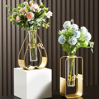 Vase à fleurs en verre doré de style nordique, plusieurs formes, décoration intérieure, vase hydroponique, artisanat