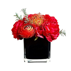 Jarrón de Flores Artificiales, Serie Red Rhyme, Mezcla de Peonías de Seda para Decoraciones de Año Nuevo - Product Image 5