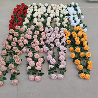 Guirlande de fleurs décoratives pour décoration de fête de mariage Eucalyptus Verdure plafond rose Fleurs artificielles Guirlande