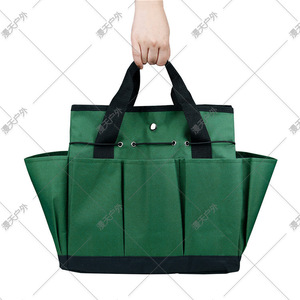 Garden <b>Tool</b> Bag Oxford Cloth 10-14 Pockets Double Handle Portable Toolkit <b>Storage</b> Bag Dark Green And Khaki - Product Image 2