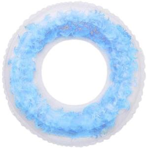 Inflatable Transparent Pink Blue White Feather Swimming Ring 120Cm Round For Adults Summer Water Play - Product Image 5