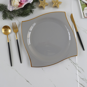 Ensemble de vaisselle en or blanc de 300 pièces 50 assiettes en plastique vert invité 50 tasses d'argenterie serviettes en papier pour la fête de mariage - Product Image 6