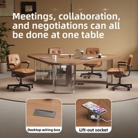 HYZ-250X Table de conférence Jizeng en bois massif de forme irrégulière pour 6 personnes, luxe léger, haut de gamme, pour réceptions