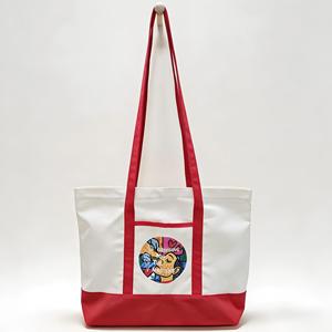 Custom Logo <b>Extra</b> Long Cross Body Straps Beach Tote Bag <b>Large</b> Heavy Canvas Messenger Bag Zipper Pocket Two Tone Shopping Bag - Product Image 1