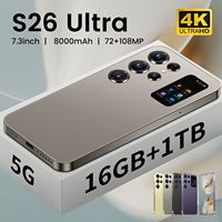 Déverrouillage par reconnaissance faciale, téléphone Android original S26 Ultra, écran 7,3 pouces, caméra 1080MP, processeur Déca Core, 16 Go de RAM, 1 To de stockage, smartphone 5G