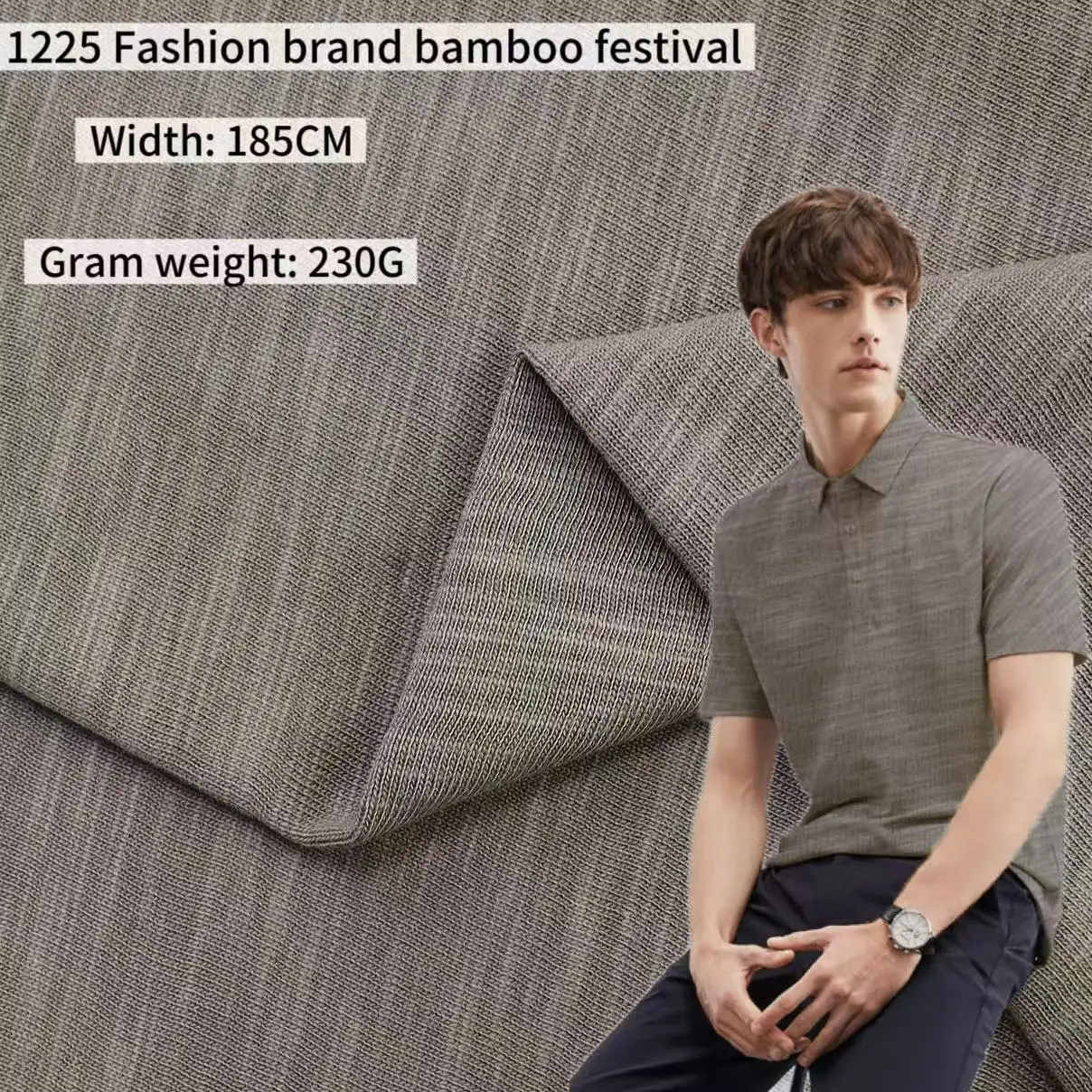 Fashion Brand Cotton Tricot Fabric 190G Textured Dyed Garment Breathable Wrinkle Resistant Skin-friendly Men's Polo Shirts