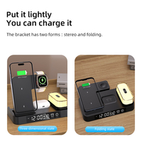 Produit le plus vendu, cadeau, logo personnalisé, lampe de nuit pliable de bureau 15W, lampe colorée, chargeur sans fil 4 en 1 avec réveil A37