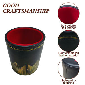 Venta al por mayor de pares de juegos de cuero PU rojo y negro bandeja de <span class=keywords><strong>dados</strong></span> de forma redonda grande <span class=keywords><strong>para</strong></span> juegos de mesa - Product Image 4