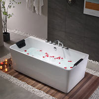 Baignoire balnéo autoportante en acrylique, rectangulaire, avec hydromassage SPA, 7 jets d'eau, bain profond moderne pour salle de bain d'hôtel