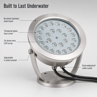 Lampu Air Mancur Bawah Air RGB IP68 Tahan Air Baja Anti Karat Garansi 5 Tahun DMX512/WiFi Daya Tahan 50000 Jam 18-36W