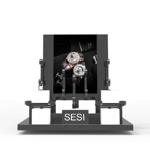 Sesi Professional ออกแบบหรูหราขายปลีกนาฬิกาอะคริลิคที่กำหนดเองนาฬิกา Stand