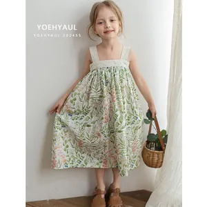 YOEHYAUL ZX0011 robe en coton doux à fleurs sans manches pour bébé fille fabrication chine fille dentelle enfants bébé robe pour l'été