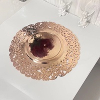Assiettes rondes dorées en plastique de luxe, écologiques, de style européen vintage, à motifs floraux peints à la main, sans danger pour les aliments, durables