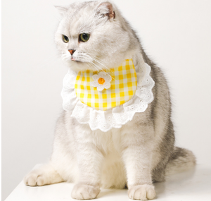 Bandanas pour animaux de compagnie en coton personnalisées, rondes avec dentelle, collier à fleurs, vente en gros - Bavoirs personnalisés pour chats et petits chiens - Product Image 2