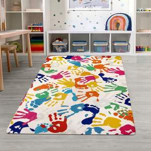 Alfombra Infantil con Huellas de Manos y Pies, Alfombra de Juego de 4'x6', Alfombra Lavable y Colorida para Cuarto de Niños - Product Image 6