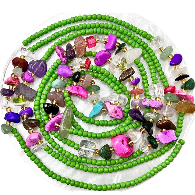 Crystal Pebble Bohemian Belly Chain 60 Inches Natural Stone Gold Plated Unisex Daily Wear Party