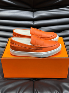 Mocasines de cuero naranja con suela blanca, estilo casual, para hombre, hermessing - Product Image 3