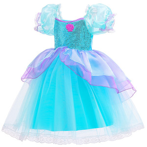Abiti da <span class=keywords><strong>Sirena</strong></span> per Bambine, Vestiti con Maniche a Sbuffo, Costumi per Cosplay, Abito da <span class=keywords><strong>Principessa</strong></span> <span class=keywords><strong>Sirena</strong></span> per Bambini - Product Image 2