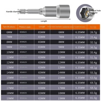 Jeu de douilles hexagonales magnétiques extra longues de 100 mm, embout de 1/4 pouce pour perceuse électrique, extension pour trous profonds