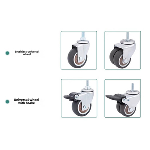 Roulettes en acier robustes à tige filetée multi-tailles (1-2 pouces) avec frein silencieux et mini-roues en caoutchouc TPR, supportant la personnalisation OEM - Product Image 2