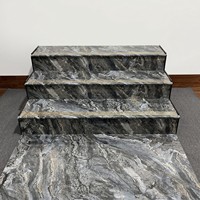 Carreaux d'escalier rectangulaires modernes en porcelaine brillante gris doré veiné marbre, marches antidérapantes pour salle de bain, villa, escalier intérieur