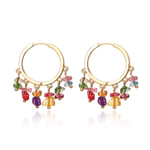 Boucles <span class=keywords><strong>d</strong></span>'oreilles créoles unisexes à la mode puces de pierre mélangée synthétique naturelle avec <span class=keywords><strong>diamant</strong></span> de taille princesse plaqué or - Product Image 3