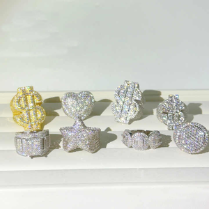 Anel Hip Hop em Alta Venda, Coração com Pavê Completo, Personalizado, VVS Moissanite, Anel de Diamante Masculino em Prata Esterlina 925 - Product Image 3