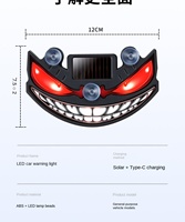 Lampe d'ambiance LED solaire pour voiture, motif œil de démon, lumière d'avertissement dynamique à émoticônes pour vitre arrière, nouveau modèle transfrontalier