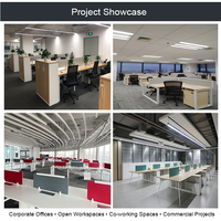Système de bureau modulaire pour 4 personnes, système de bancs de travail, bureau de teamwork à pieds partagés, espace de travail E0 MFC avec gestion des câbles, certifié BIFMA